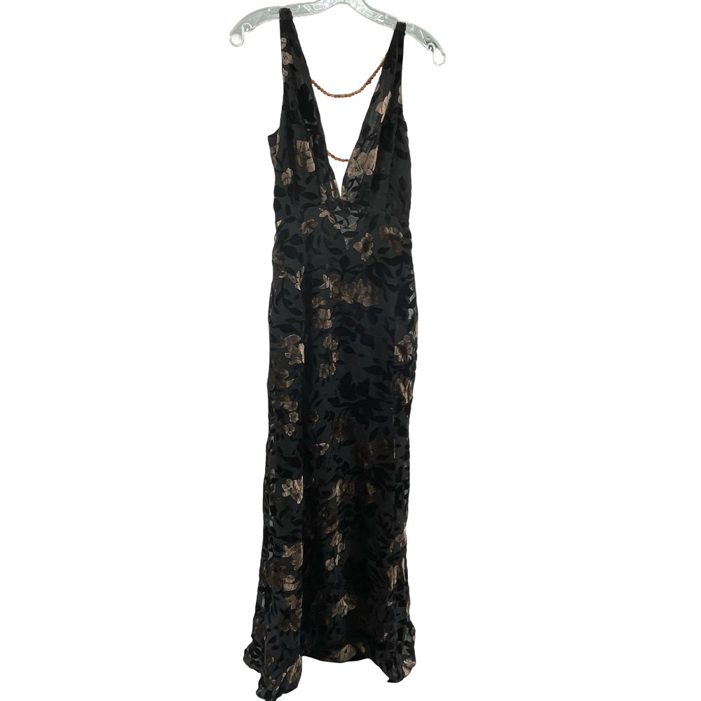Reformation Women's Hugo Dress Maxi Burnout Velvet Black Size 2